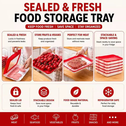 Stackable Food Preservation Tray with Elastic Lid