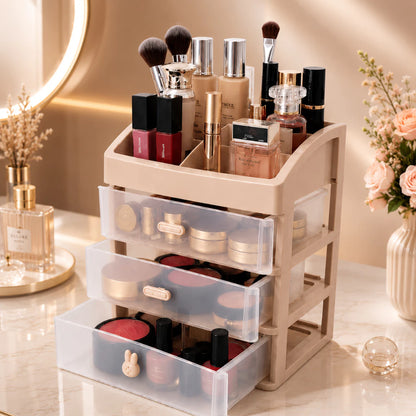 3-Tier Plastic Cosmetic Drawer and Desktop Organizer