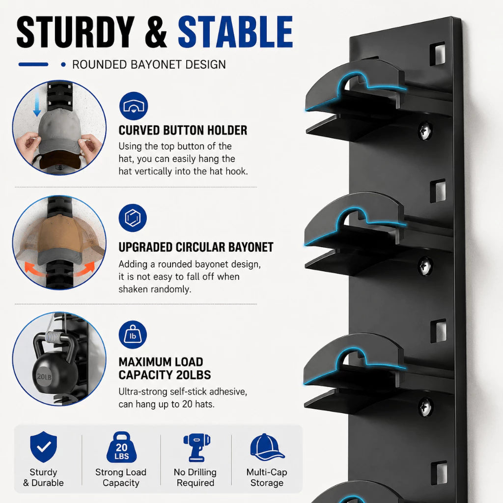 Wall Mounted Baseball Cap Organizer