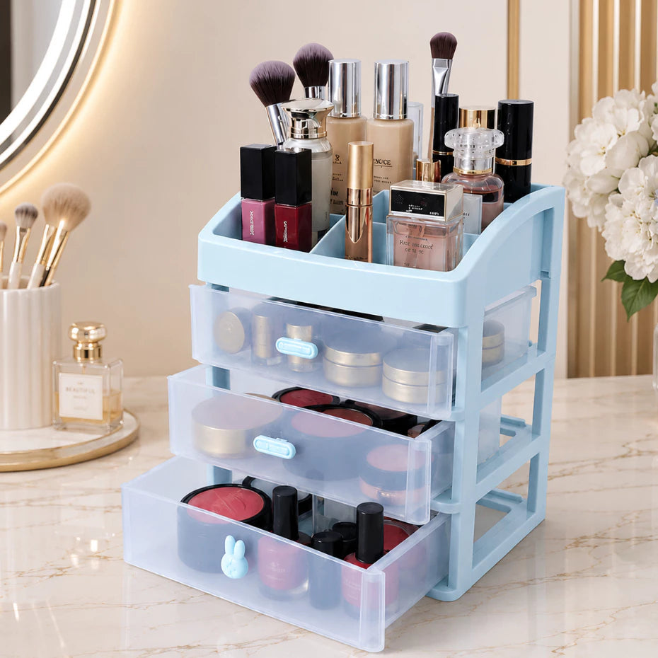 3-Tier Plastic Cosmetic Drawer and Desktop Organizer