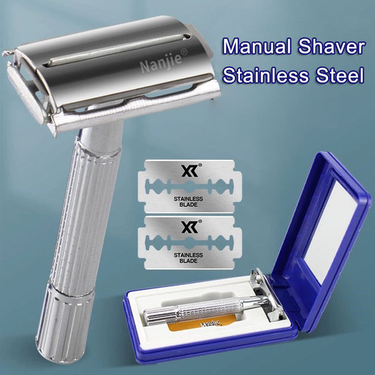 Manual Classic Stainless Steel Double Edge Safety Shaver Set