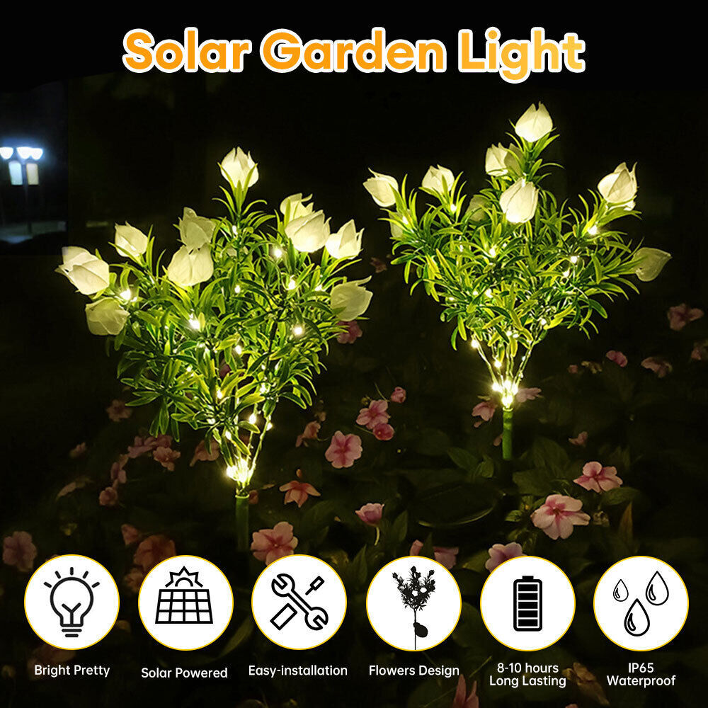 Solar Powered Gardenia Flower Lights