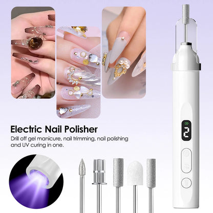 2-IN-1 Electric Nail Drill Kit with LED Light – Salon-Perfect Nails Anytime, Anywhere!