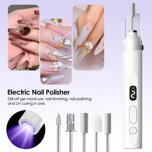 2-IN-1 Electric Nail Drill Kit with LED Light – Salon-Perfect Nails Anytime, Anywhere!