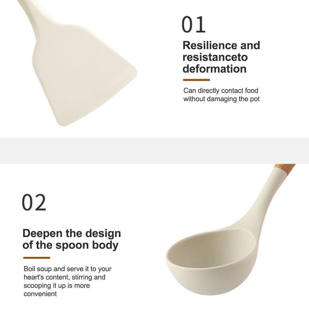 3-Piece White Silicone Cooking Utensils Set