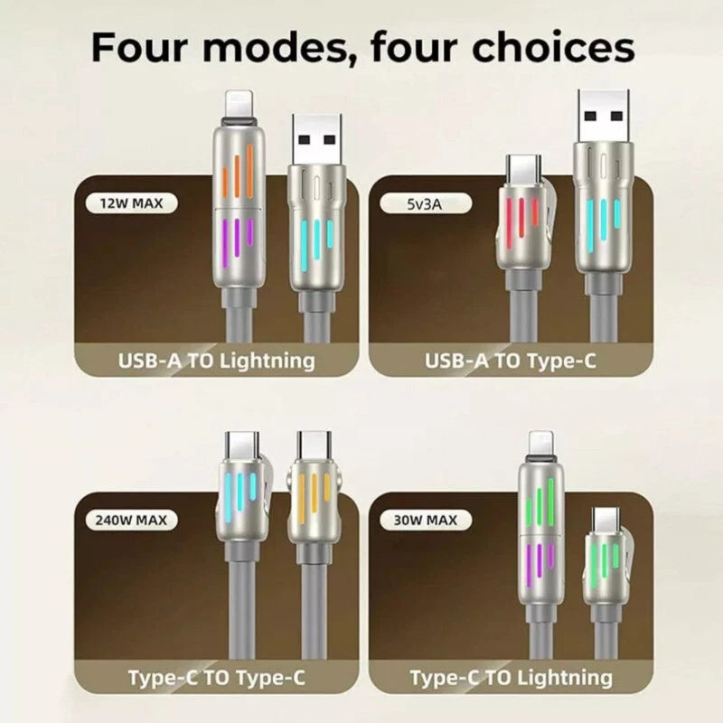 4-in-1 Fast Charging Cable 240W for iPhone and Android