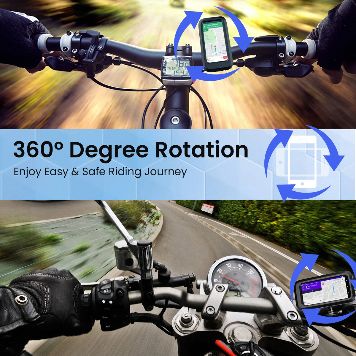 Adjustable Waterproof Motorcycle & Bicycle Phone Holder Case