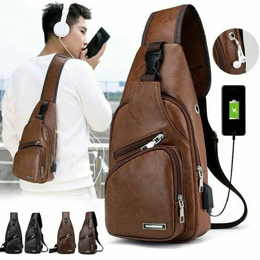 Men's Leather Chest Bag