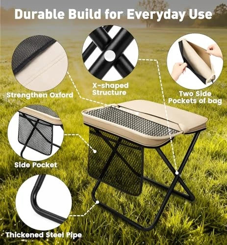 Portable Folding Stool with Carrying Bag