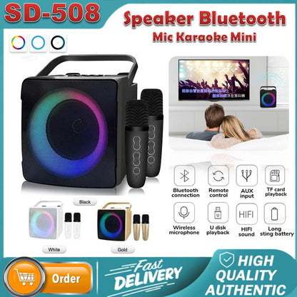 Bluetooth Speaker Karaoke with Dual Wireless Microphone