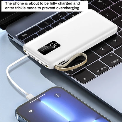 20000mAh Power Bank with Built-in Four Cables & Flashlight