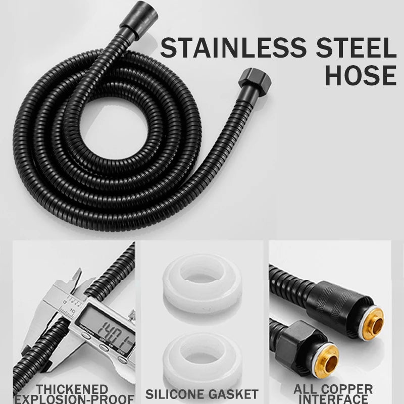 3-Piece Black Shower Head Set