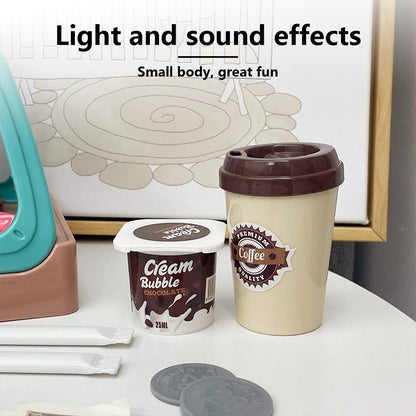Coffee Machine Kitchen Toys Cashier Supermarket Register Toy Set With Light and Sounds