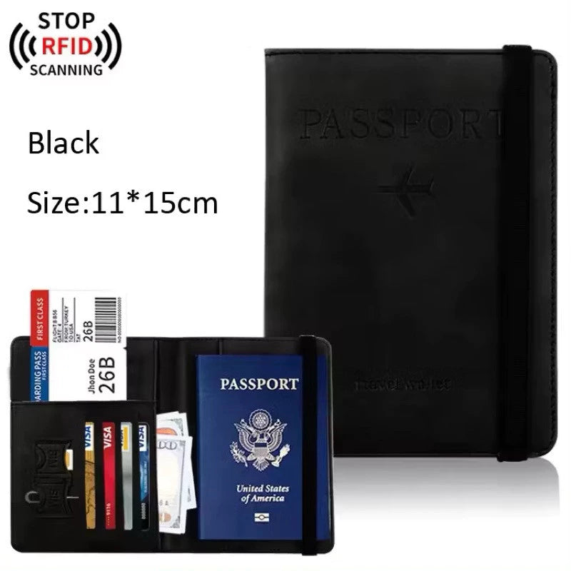 Multi-Compartment RFID Blocking Passport Wallet Holder