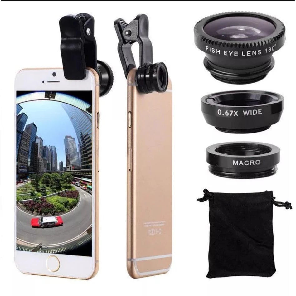 Universal 3in1 Fish Eye + Wide Angle + Macro Camera Mobile Phone Clip-on Lens