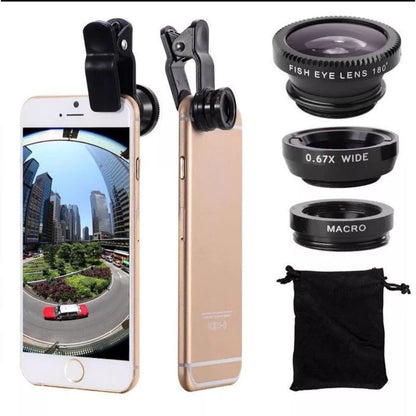 Universal 3in1 Fish Eye + Wide Angle + Macro Camera Mobile Phone Clip-on Lens