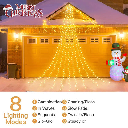 Solar Christmas Star Waterfall Light