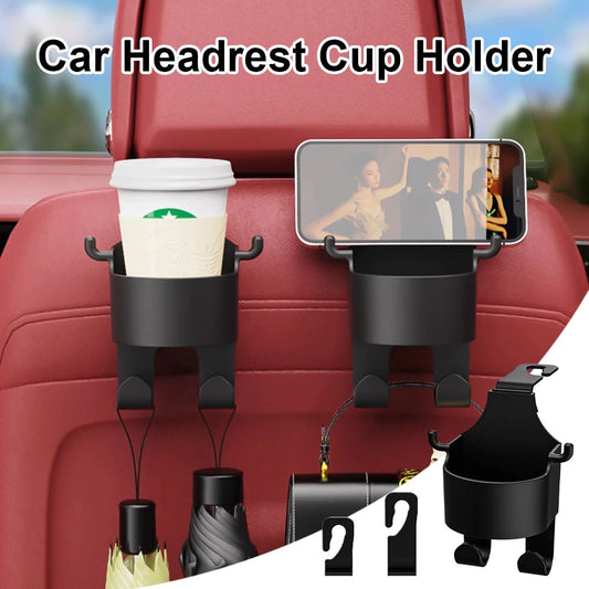 Car Seat Headrest Cup Holder with Hook