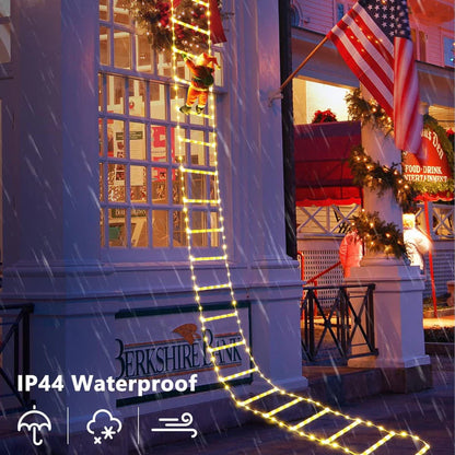 Christmas Decorations LED Ladder Lights with Climbing Santa Claus
