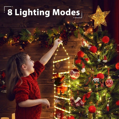 Christmas Decorations LED Ladder Lights with Climbing Santa Claus