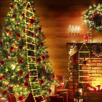 Christmas Decorations LED Ladder Lights with Climbing Santa Claus