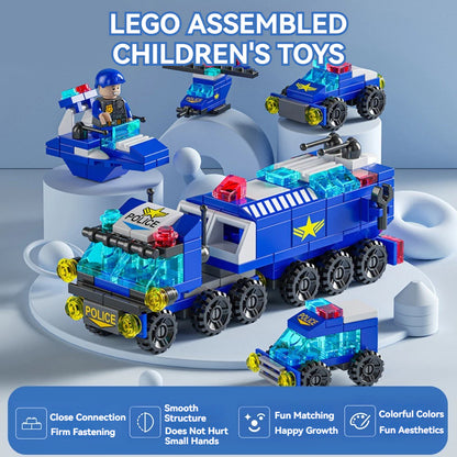 6-in-1 City Police Car Building Blocks Set