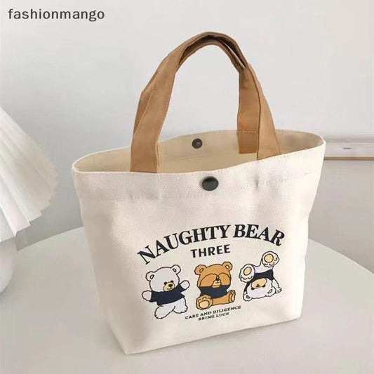 Charming Bear Design Canvas Tote Bag