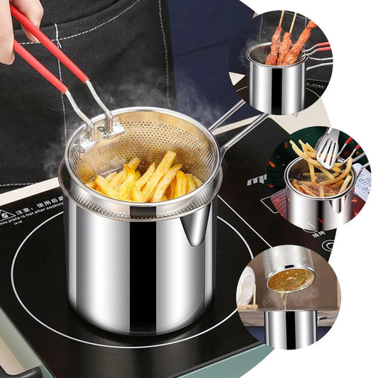 Stainless Steel Deep Fryer Pot with Strainer