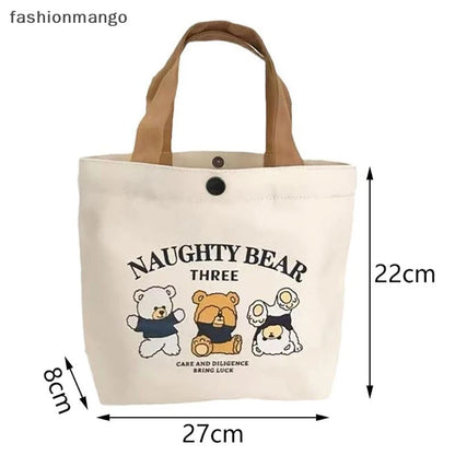 Charming Bear Design Canvas Tote Bag