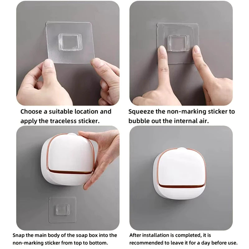 Wall Mounted Waterproof Soap Dish with Drainage