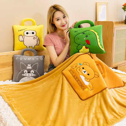 2-in-1 Cartoon Pillow Blanket