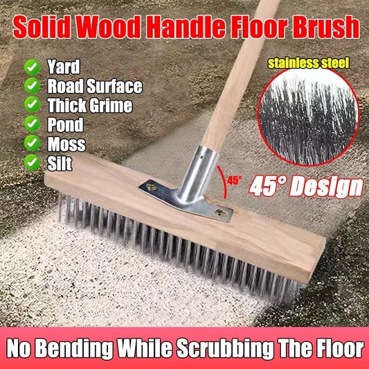 Stiff Bristle Floor Brush with Wood Handle