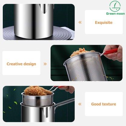 Stainless Steel Deep Fryer Pot with Strainer