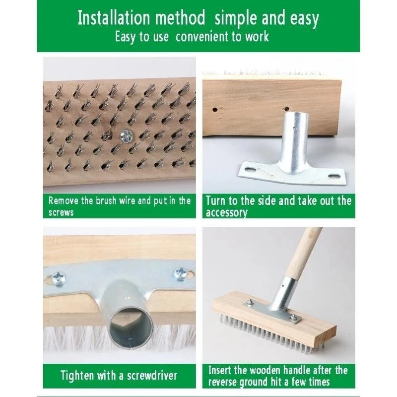 Stiff Bristle Floor Brush with Wood Handle