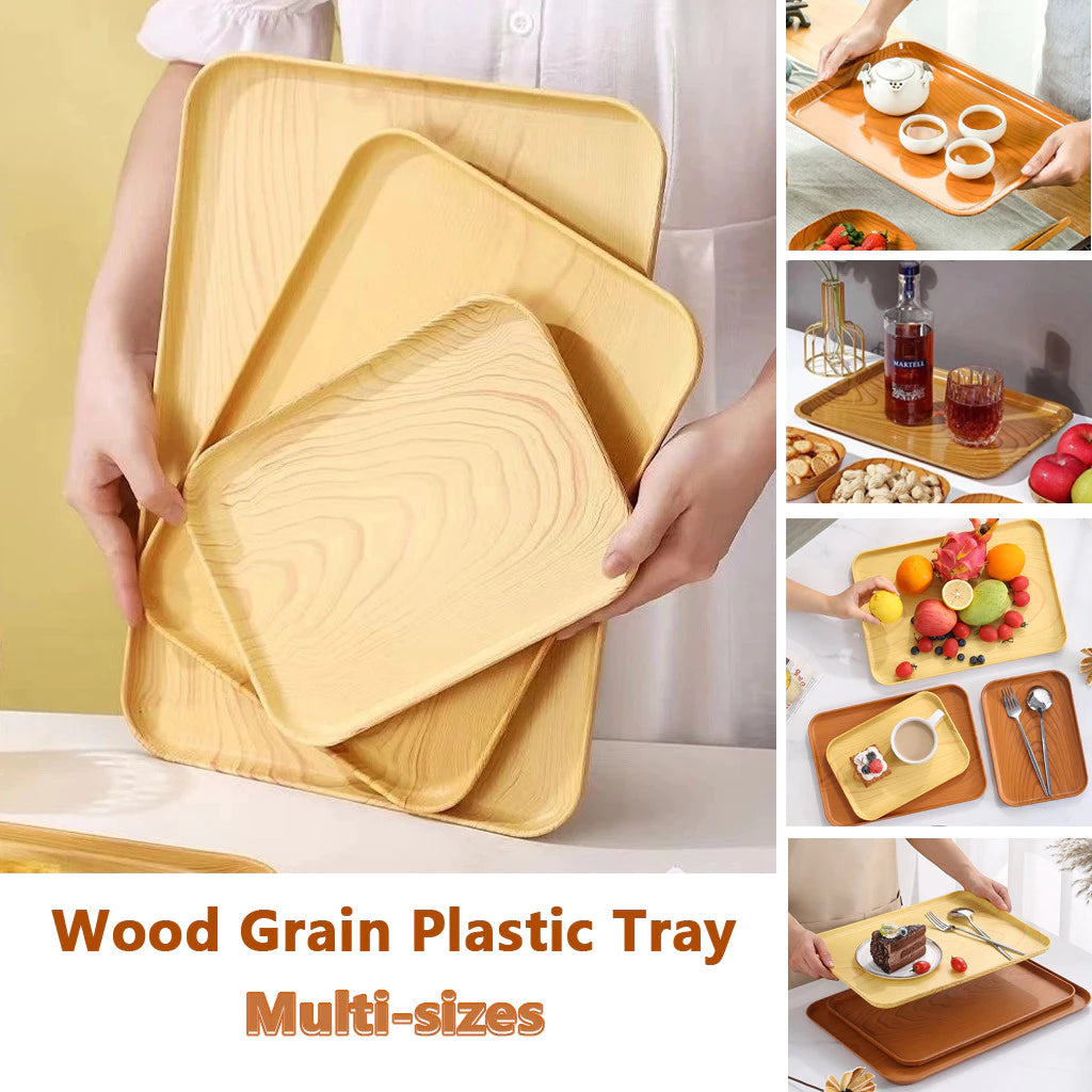 Wood Grain Plastic Tray