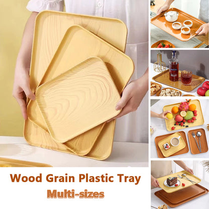 Wood Grain Plastic Tray