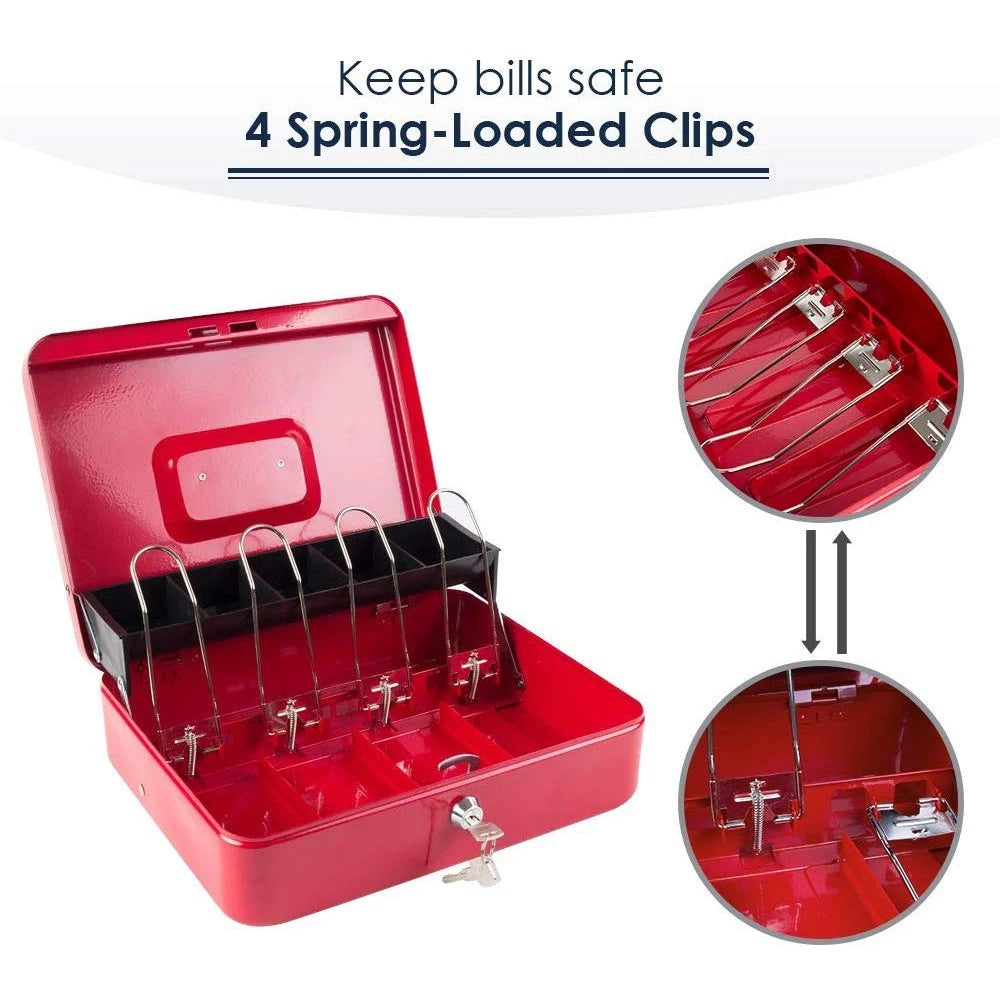 Metal Cash Box with Key – Secure Money Storage