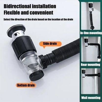 Bathroom Sink Drain Kit with Flexible Expandable P-Trap