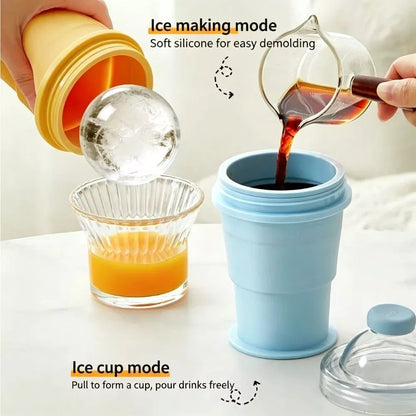 Collapsible Silicone Ice Ball Maker Cup with Straw