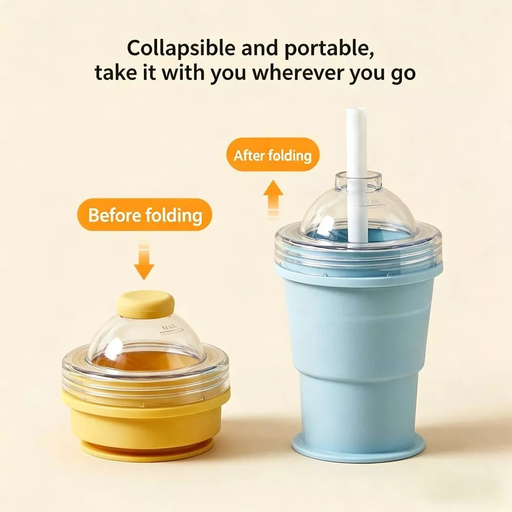 Collapsible Silicone Ice Ball Maker Cup with Straw