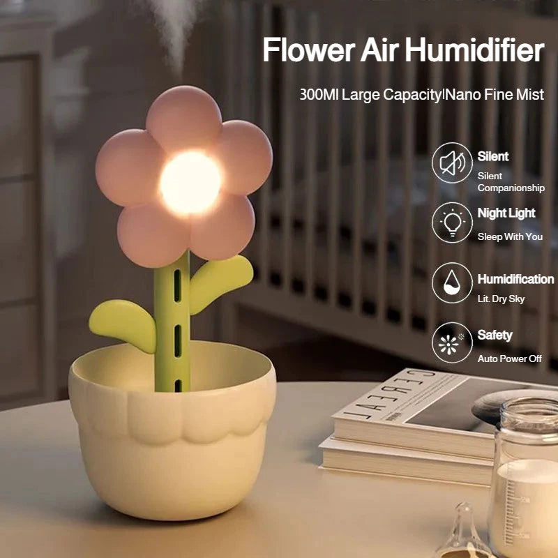 2-in-1 Flower Humidifier Night Light