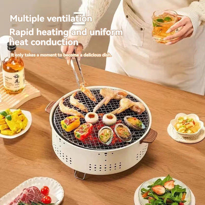 Portable Round Charcoal Barbecue Grill