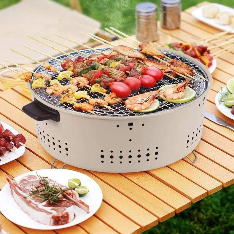 Portable Round Charcoal Barbecue Grill