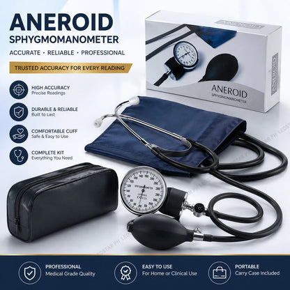 Aneroid Sphygmomanometer Blood Pressure Measure Device Kit