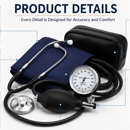 Aneroid Sphygmomanometer Blood Pressure Measure Device Kit