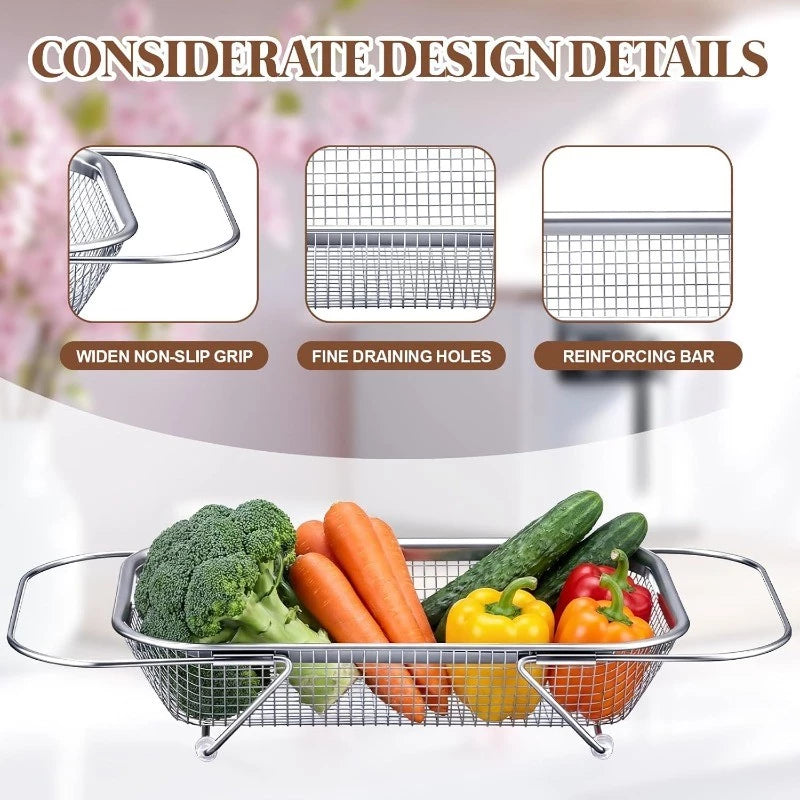 Stainless Steel Retractable Draining Basket