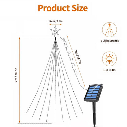 Solar Christmas Star Waterfall Light