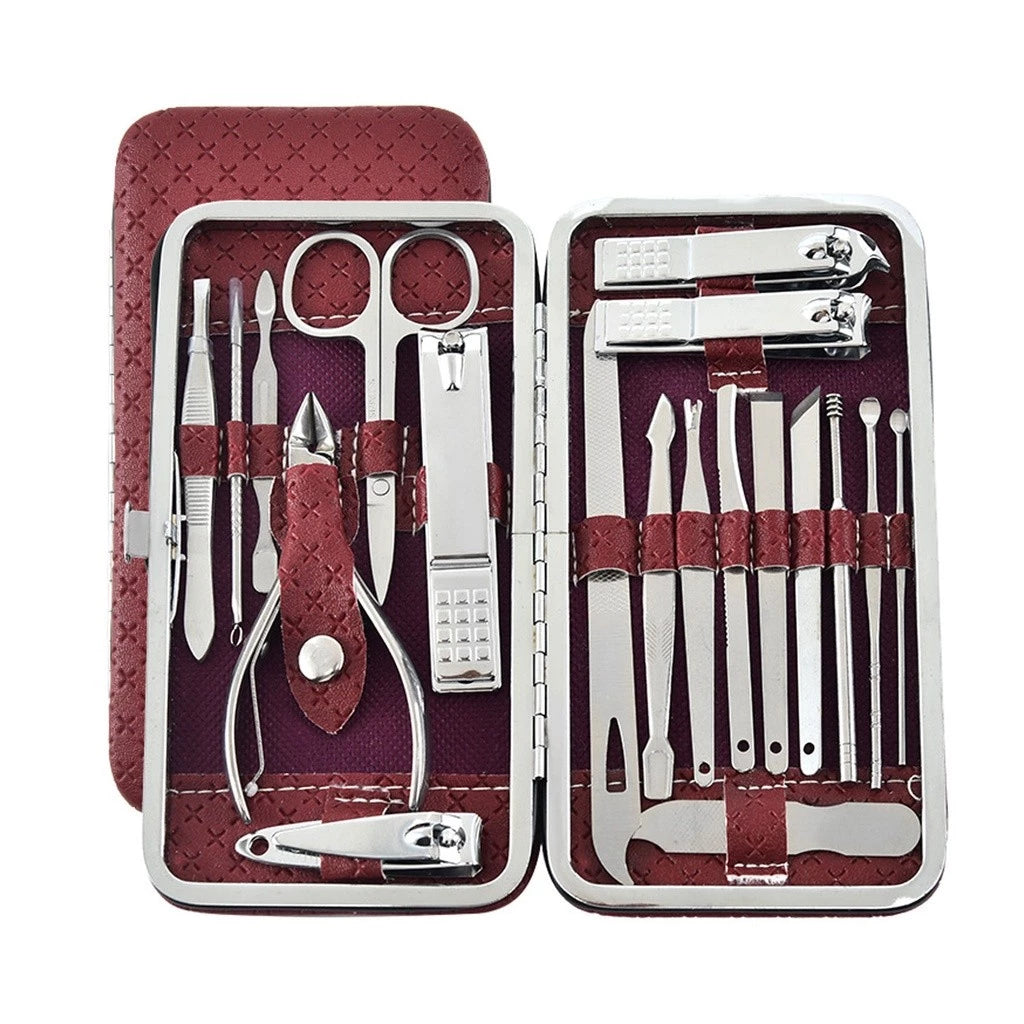 19-piece Stainless Steel Manicure and Pedicure Grooming Set