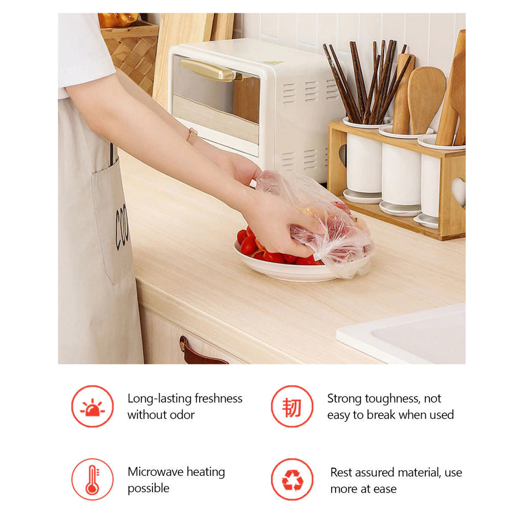 100Pcs Disposable Plastic Food Cover