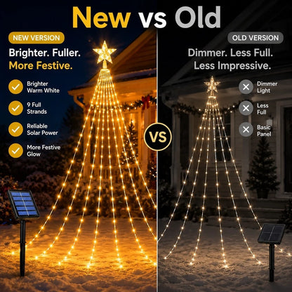 Solar Christmas Star Waterfall Light
